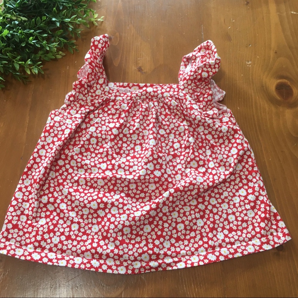 Zara Red Cap Sleeve Top with Daisies